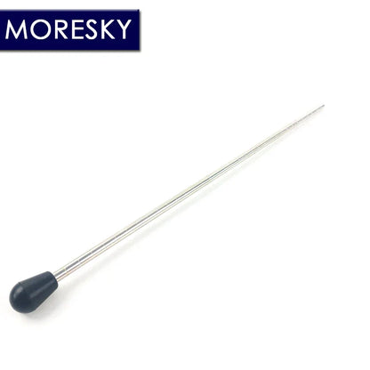 Silver-colored metal bass saxophone bracket with black rubber tip by moresky for stand bass accessories and type beat music