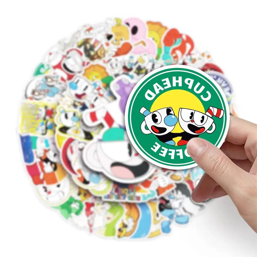 50pcs Game Cuphead Graffiti Stickers Toys Laptop iPad Skateboard Journal Gift Guitar Stickers