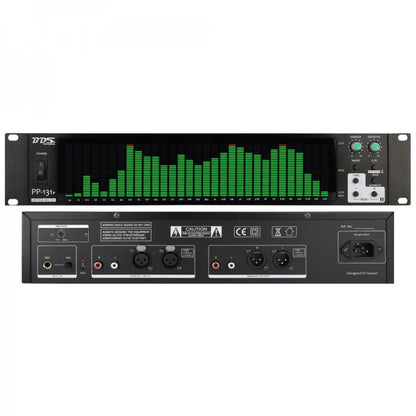 Black bds pp-131p audio spectrum analyzer with green led indicator vu meter and multiple input output ports