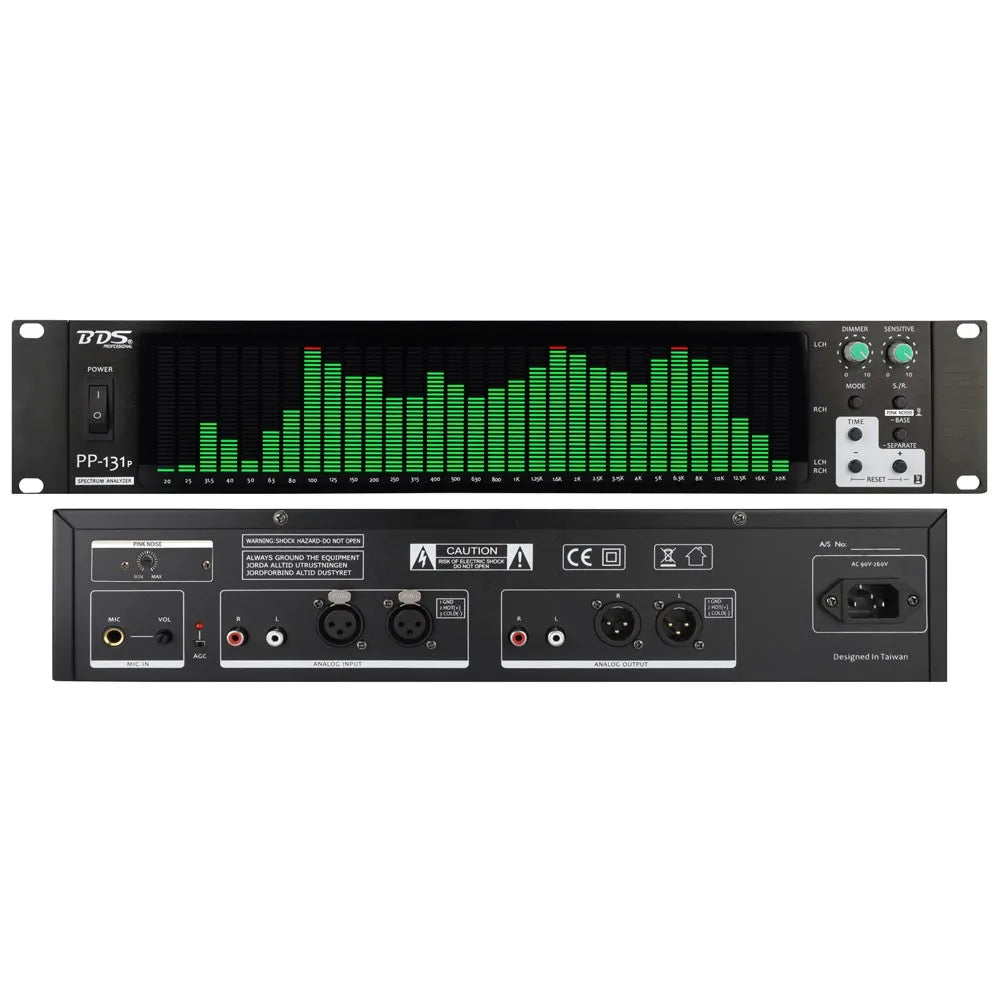Black bds pp-131p audio spectrum analyzer with green led indicator vu meter and multiple input output ports