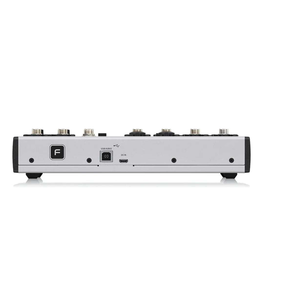 Behrner flow8 silver and black digital mixer with six metallic knobs usb-audio and hdmi ports bluetooth mixer audio