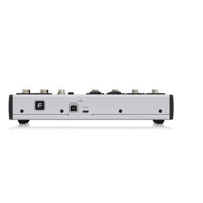 Behrner flow8 silver and black digital mixer with six metallic knobs usb-audio and hdmi ports bluetooth mixer audio