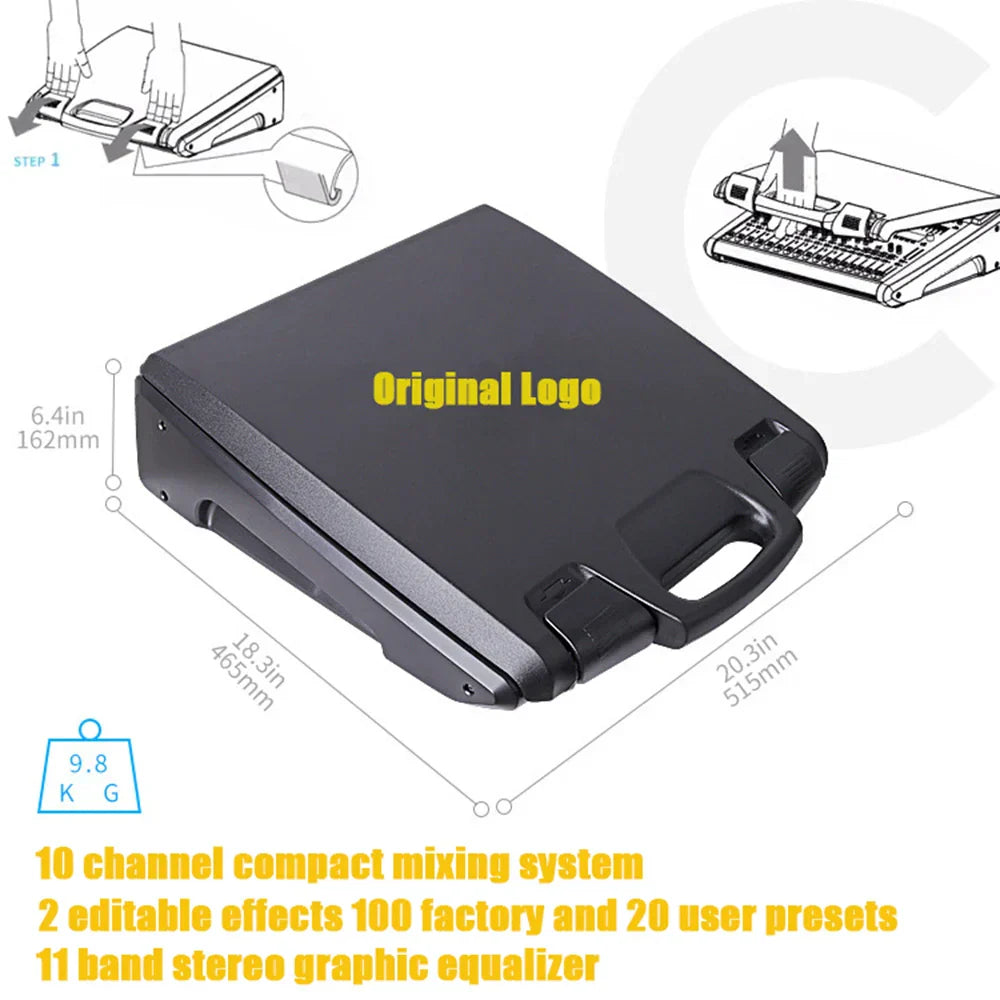 Black plastic adjustable laptop stand with handle for betagear audio mixer digital dj table mixing desk professional use