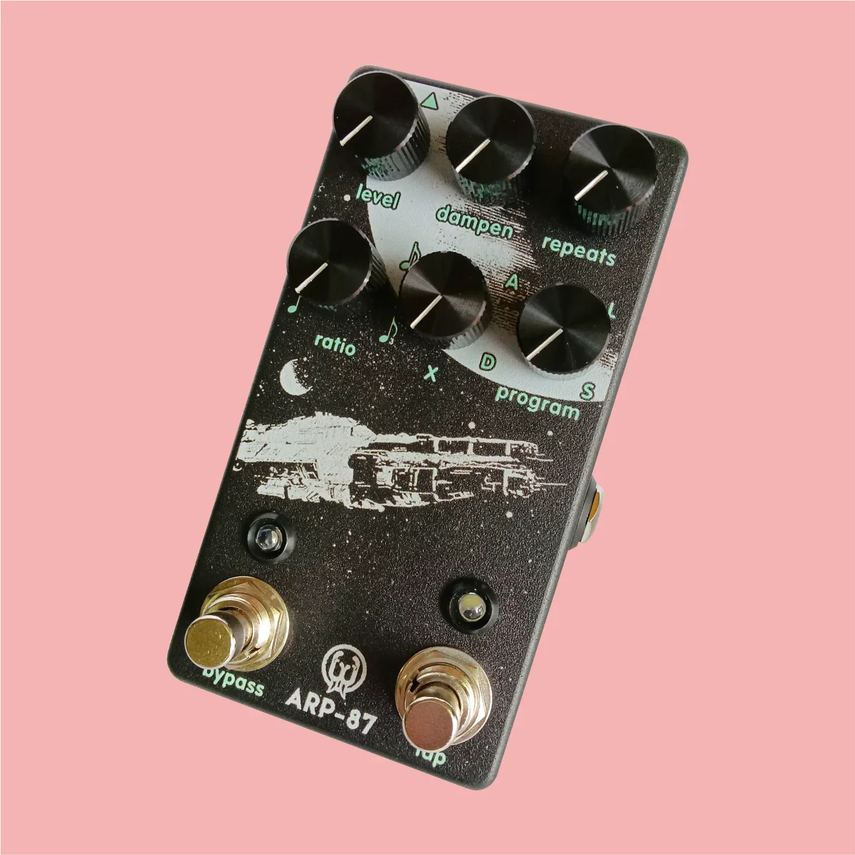 Black big man guitar pedal clone arp-87 multi-function delay pedal with six knobs for timing speed measurement and control