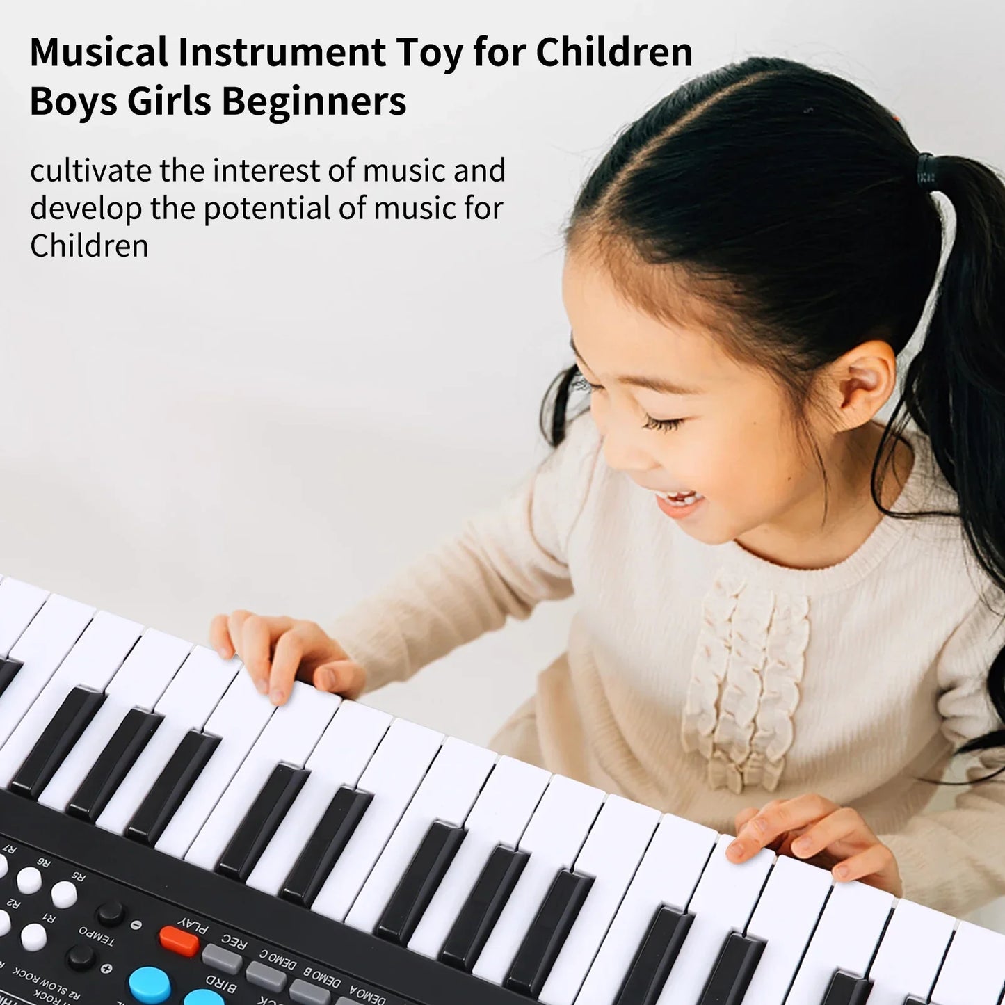 Black and white bigfun electronic organ keyboard with colorful buttons for children piano digital music toy