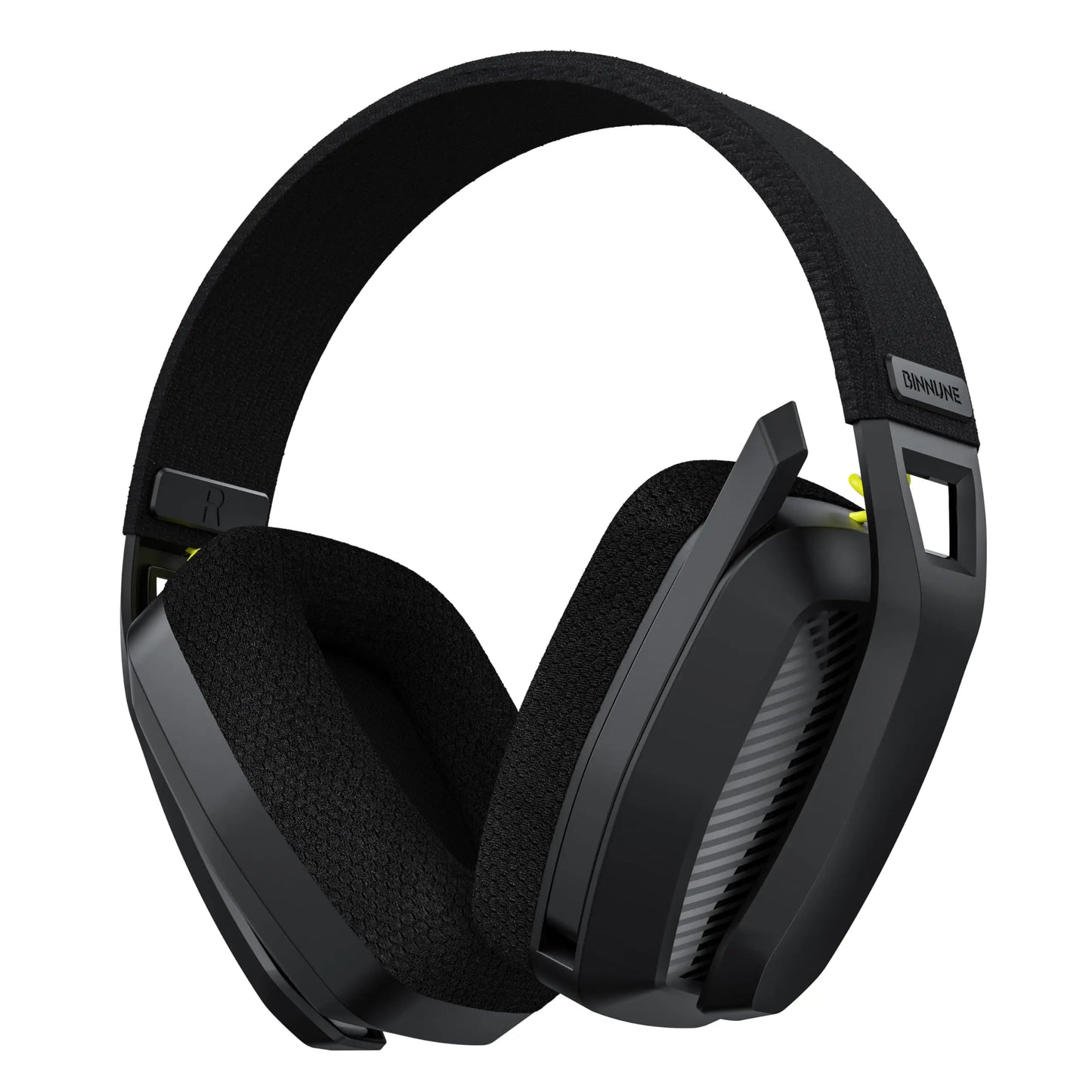 Black binnune wireless gaming headset with neon green accents for playstation bluetooth gaming and pc use