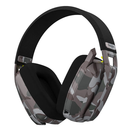 Gray and black camouflage wireless gaming headset by BINNUNE with microphone for playstation bluetooth gaming use