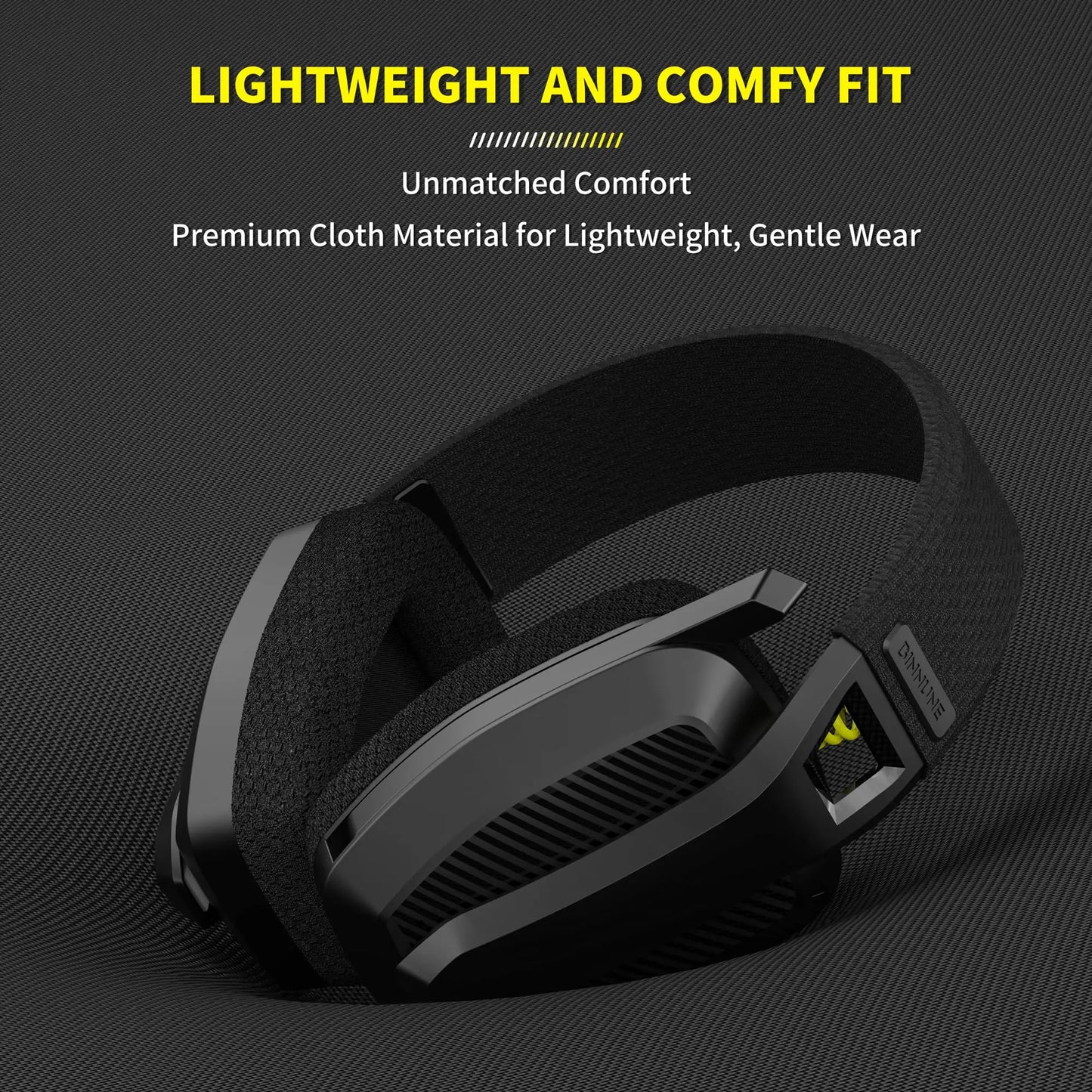Black binnune 2.4ghz wireless gaming headset with premium cloth earcups for lightweight comfort and playstation bluetooth gaming