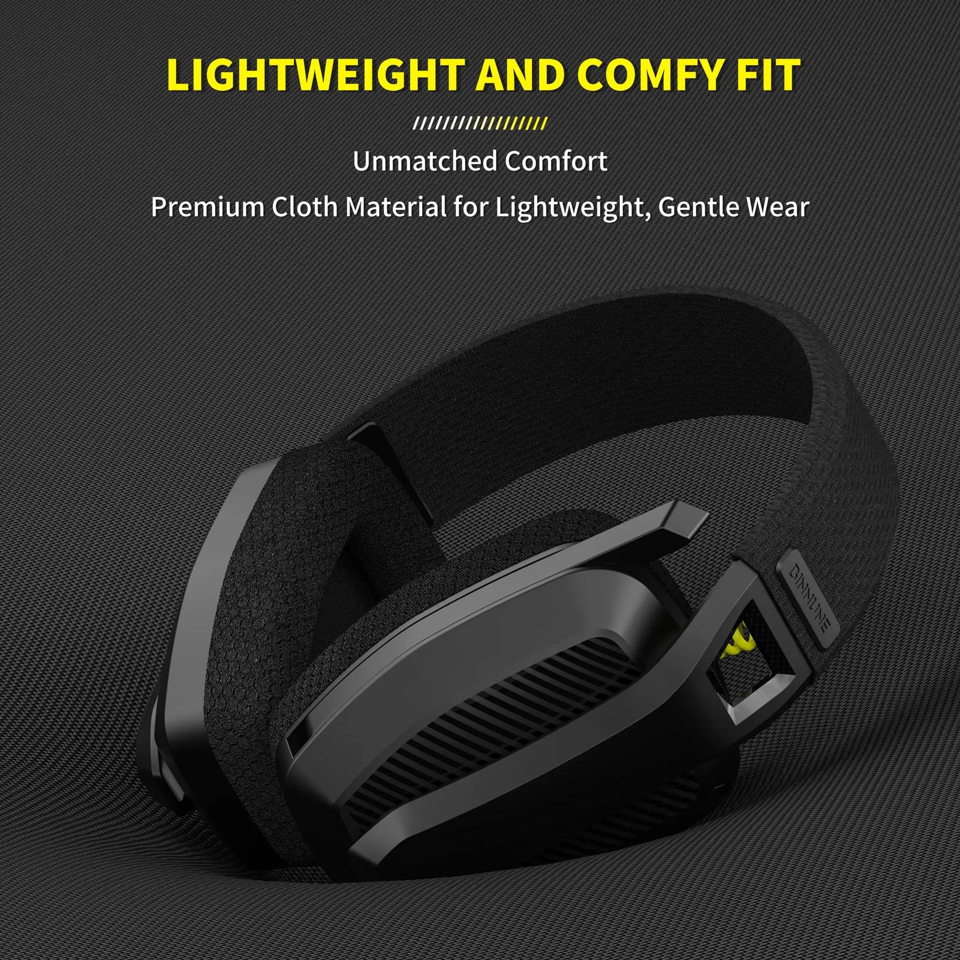 Black binnune 2.4ghz wireless gaming headset with premium cloth earcups for lightweight comfort and playstation bluetooth gaming