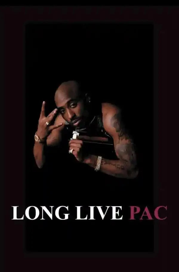 Black and white pop hip hop rapper 2pac canvas painting with long live pac text for room decor ships within business days