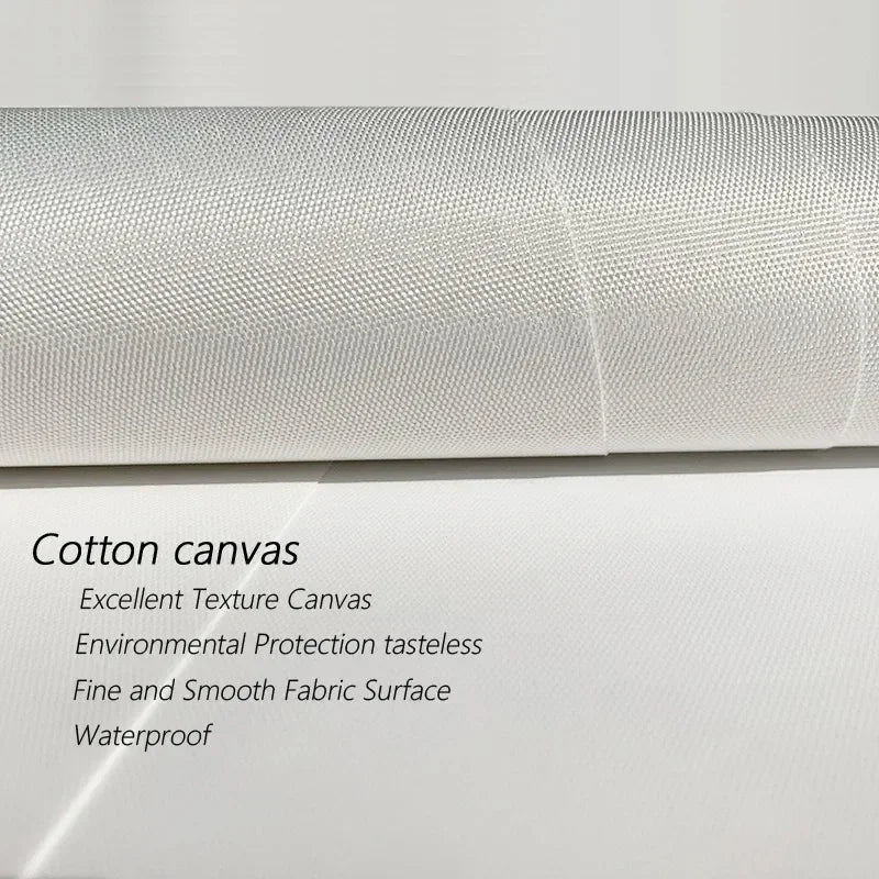 A roll of white cotton canvas fabric with a textured weave for black and white 2PAC hip hop rapper posters shipped in business days