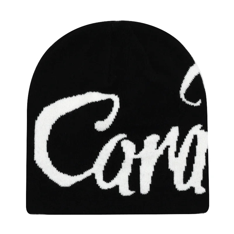Black knit hat with bold white canada logo warm beanies women ideal for skiing beanie outdoor use