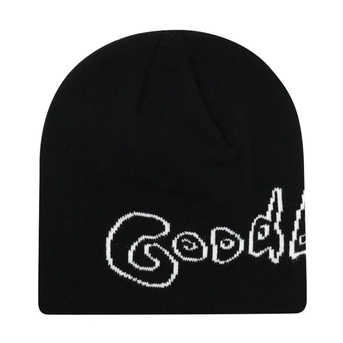 Black knit hat with white pixelated good logo warm beanies women skiing beanie outdoor windproof skullcap unisex