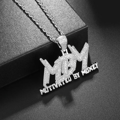 Silver motivated by money savage pendant cubic zirconia with braided chain rap party jewelry for men and women