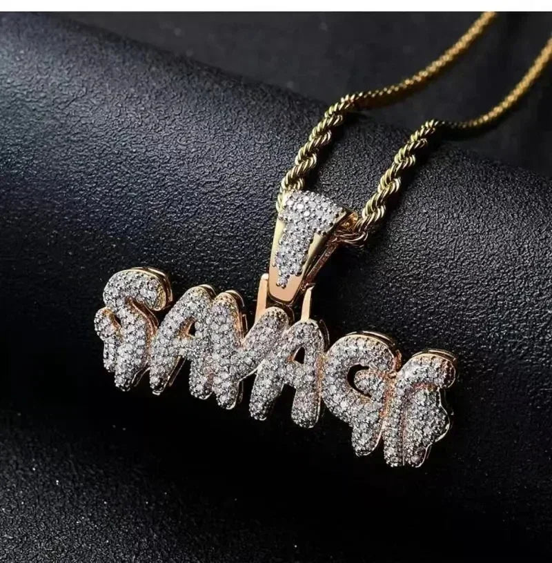 Gold-toned savage pendant cubic encrusted with clear cubic zirconia stones hip hop rap party jewelry for men and women