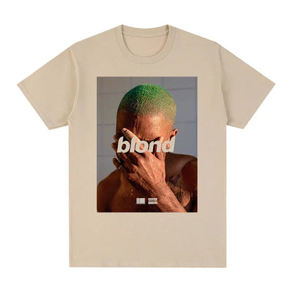 Beige hip hop frank short-sleeved t shirt with tyler the creator graphic and blond text in cotton womens tops novelty