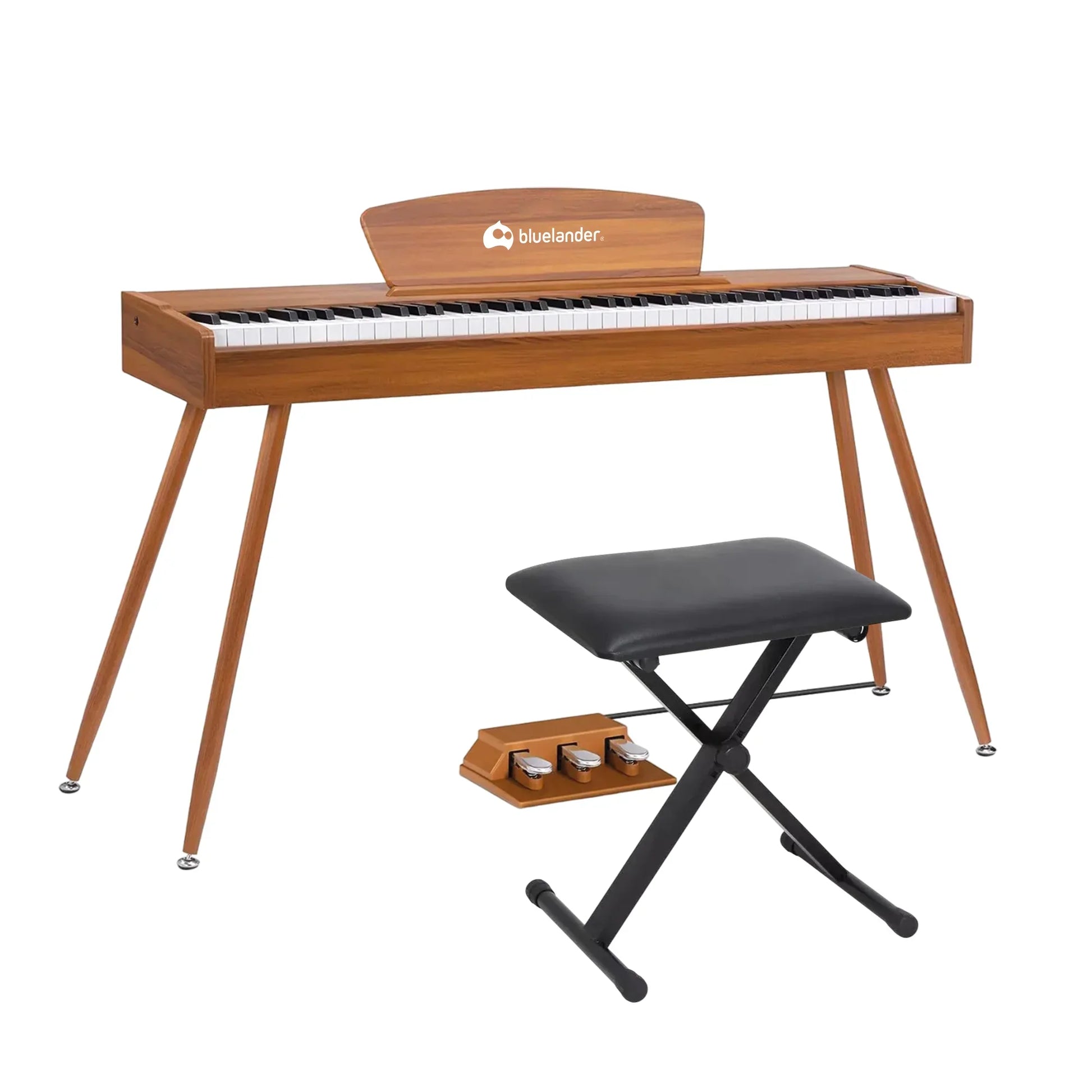 Wooden bluelander piano music keyboard with black and white keys pedal piano keyboard great for teaching music