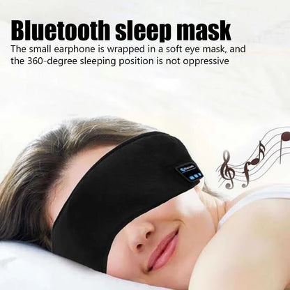 Black bluetooth 3d eye mask with integrated sleeping headband earphones soft elastic comfortable wireless fabric design