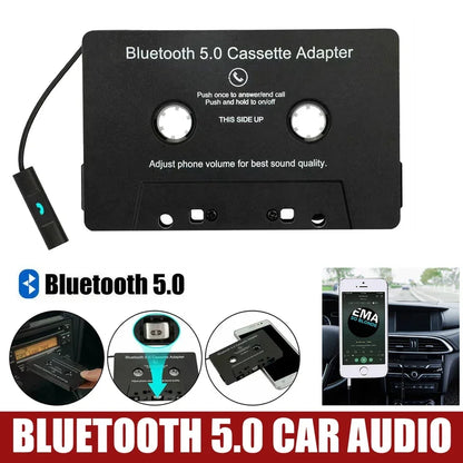 Black bluetooth 5.0 cassette player with sleek design and usb connector for easy car audio pairing mode integration
