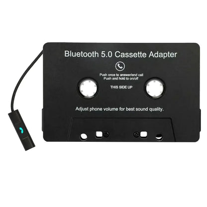 Black bluetooth 5.0 cassette adapter with green led for car audio cassette player handsfree mp3 and phonebook use