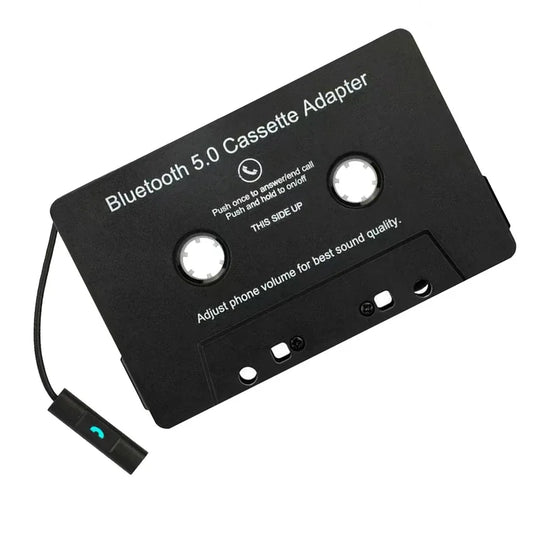 Black bluetooth 5.0 cassette adapter with green led for car audio bluetooth cassette player handsfree use