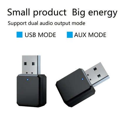 Black usb audio adapter with silver connector and blue led indicator for car radio mp3 adapter auto bluetooth power audio receiver
