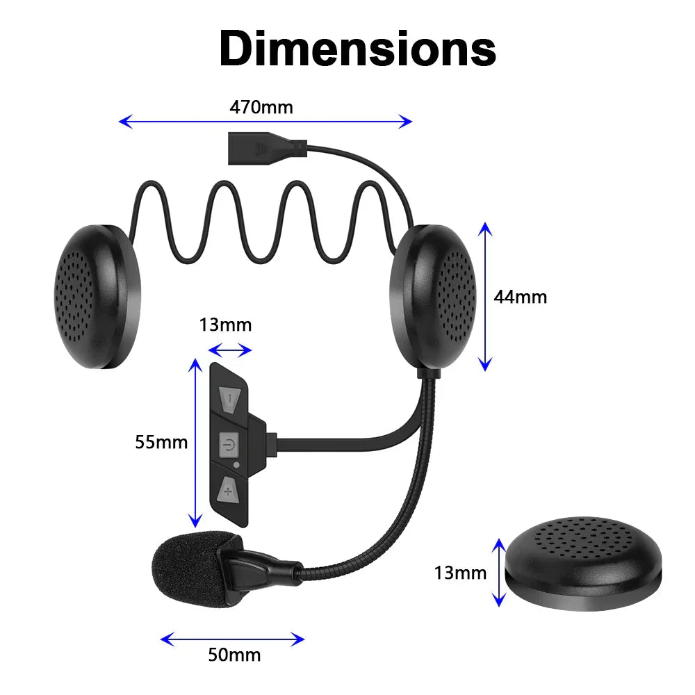 Black helmet headset wireless with Bluetooth 5.2 noise reduction earphone and adjustable mic for music player moto use