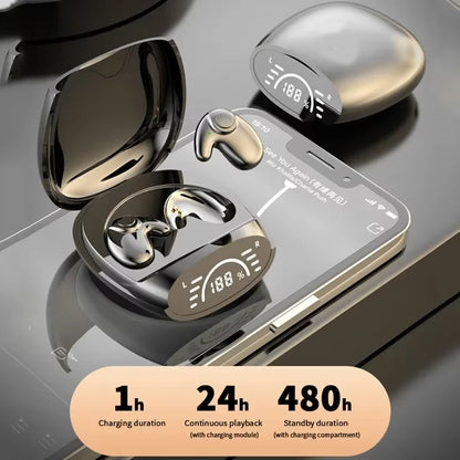 Silver wireless bluetooth 5.3 earphones life waterproof with noise cancelling sports running earbuds in metallic case