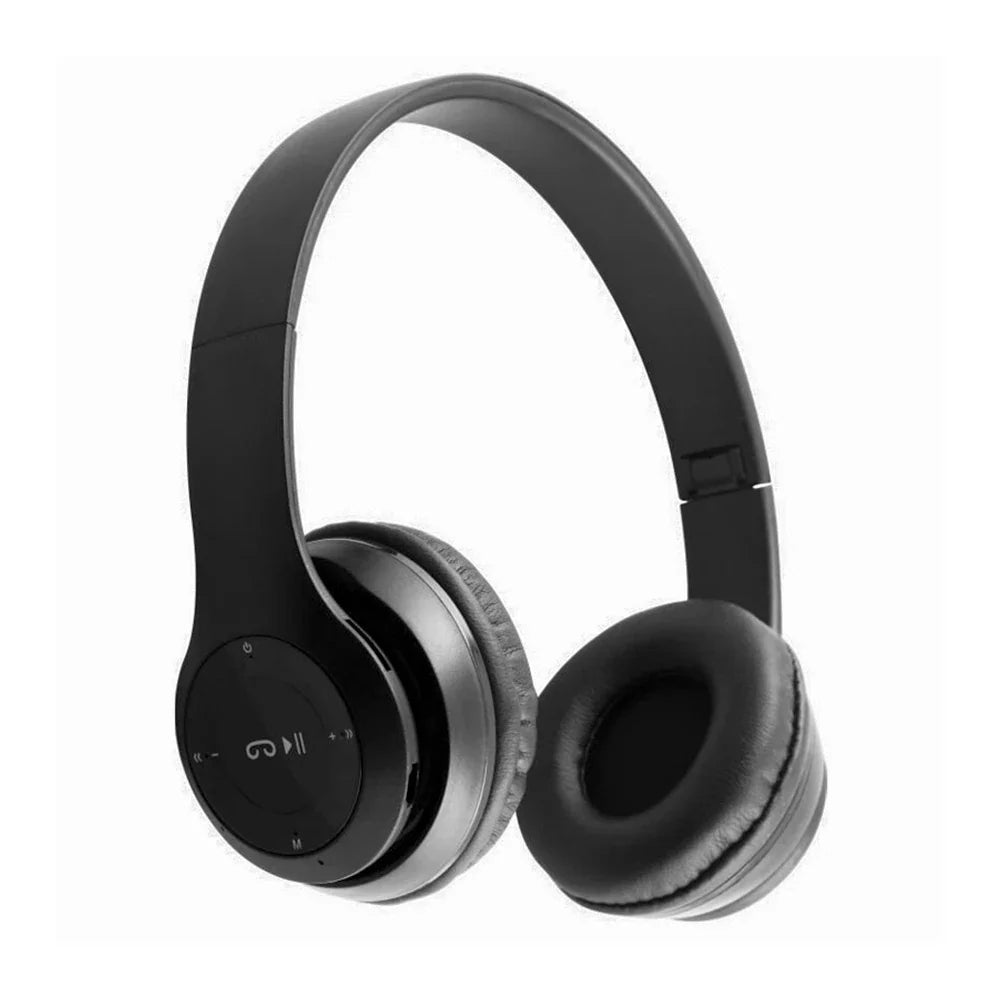 Black over-ear Bluetooth 5 3 headphones dual mode wireless earphones foldable with noise reduction music for gaming