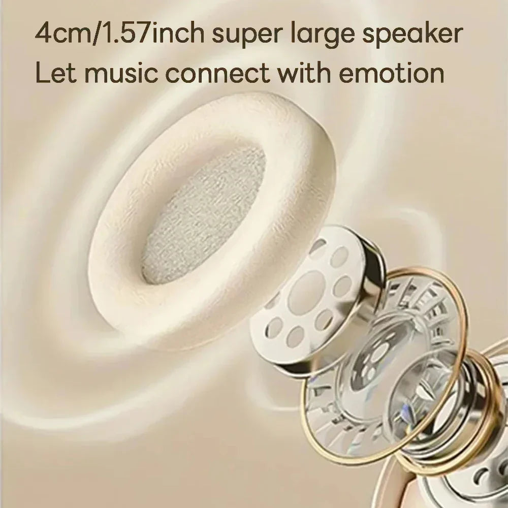4cm super large speaker with cream foam surround and metallic silver driver for wireless earphones foldable noise reduction music