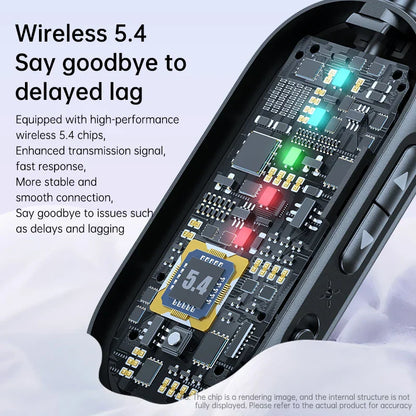 Black wireless 5.4 gaming mouse with internal circuit board and led lights compatible with wireless receiver transmitter car pc headset adapter music stereo