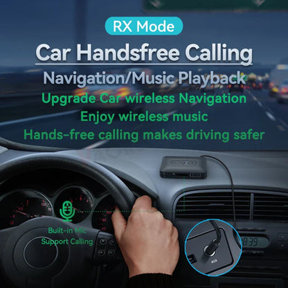Black rectangular music wireless adapter with built-in mic for handsfree calling and navigation car use