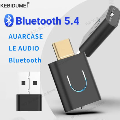 Black kebidumei bluetooth 5.4 audio transmitter aptx-adaptive type-c with gold usb-c connector for mac ps4 use