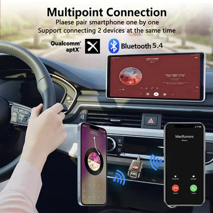 Bluetooth 5.4 audio transmitter receiver with metallic finish aux hifi stereo music wireless adapter with qualcomm aptx