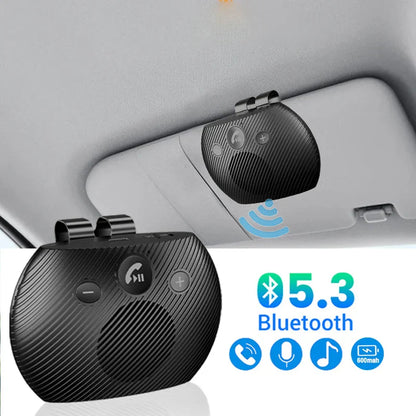 Black textured car bluetooth handsfree 6w speakerphone with clip-on visor speaker mp3 and wireless music receiver buttons