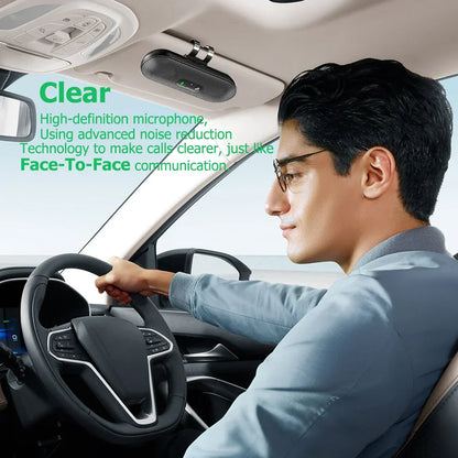 Black bluetooth 5.4 car kit handsfree 6w speakerphone visor speaker mp3 with wireless music receiver and voice assistant