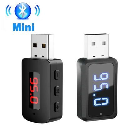 Black mini usb bluetooth 5.4 transmitter receiver handsfree with digital display for power auto wireless audio adapter car kit