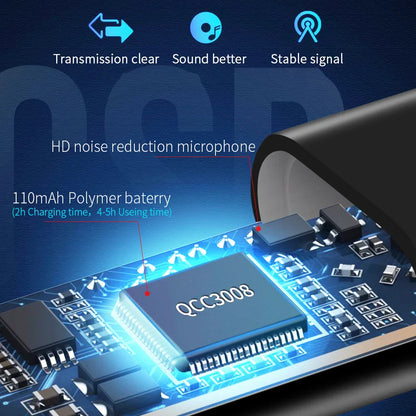Black qcc3008 chip on blue circuit board in music wireless adapter with hd mic handsfree calling for kit spearker headphones