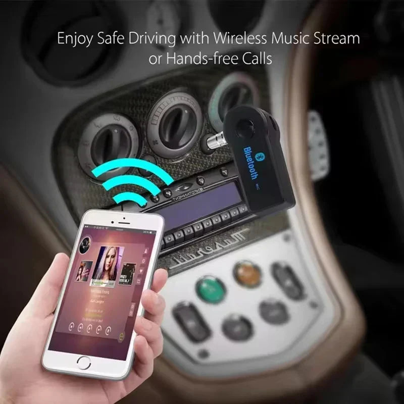 Black bluetooth adaptor audio car handsfree kit with sleek compact design for wireless music receiver mini streaming