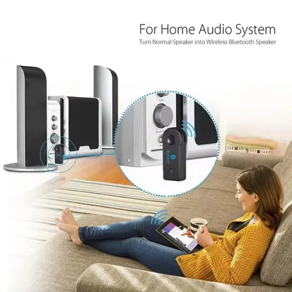 Black compact bluetooth adaptor audio transmitter for home audio system car handsfree kit music receiver mini