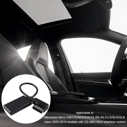 Black rectangular module receiver adapter with coiled cable for mmi ami audio wireless adapter in mercedes-benz vehicles