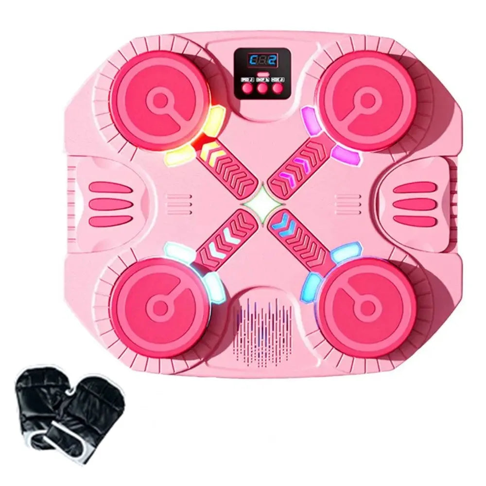 Pink smart music boxing machine with noise reduction and adjustable reaction training features and cat ear design