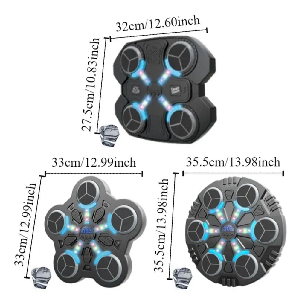Black and gray futuristic drone controller with glowing blue led lights for smart music boxing machine with bluetooth connection