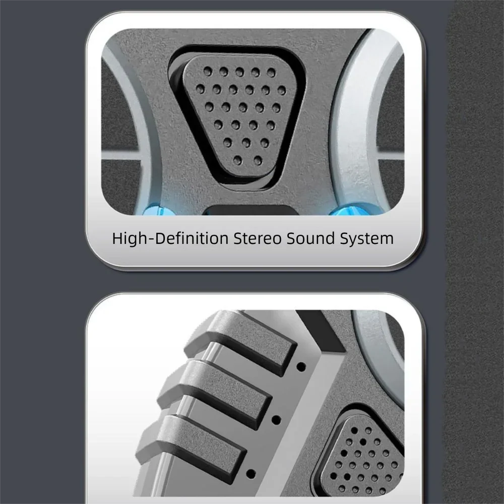 Gray and silver high-definition smart music boxing sound system with perforated grille and bluetooth connection