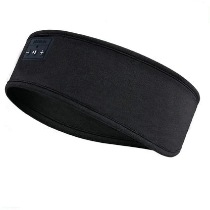 Black fabric bluetooth headphone headband with built-in controls and speakers unisex hairband for music sports and sleep