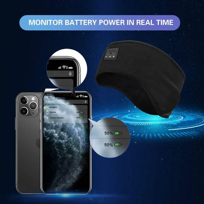 Black bluetooth headphone headband 6.0 with built-in battery and control buttons for real-time phone battery monitoring