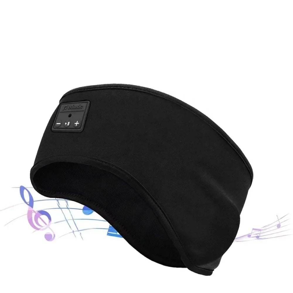 Black wireless bluetooth headphone headband with control panel and volume buttons music sports headband with speakers unisex hairband