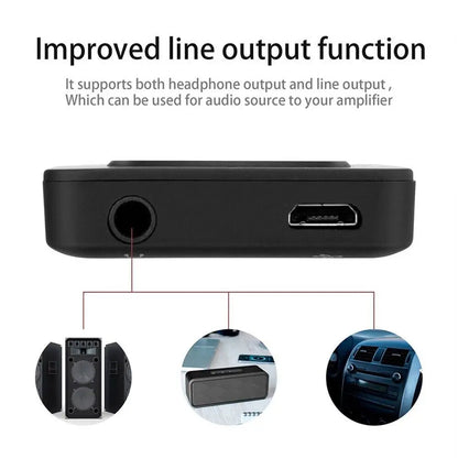 Black compact audio adapter with 3.5mm jack and hdmi port for amplifiers in bluetooth mp4 mp3 lossless music player tft