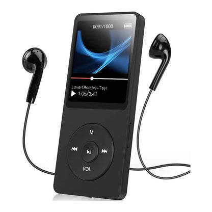 Black rectangular bluetooth mp4 mp3 lossless music player with tft lcd display showing music playback controls