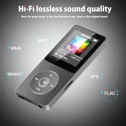 Silver bluetooth mp4 mp3 lossless music player with touchscreen and circular buttons featuring tft lcd display